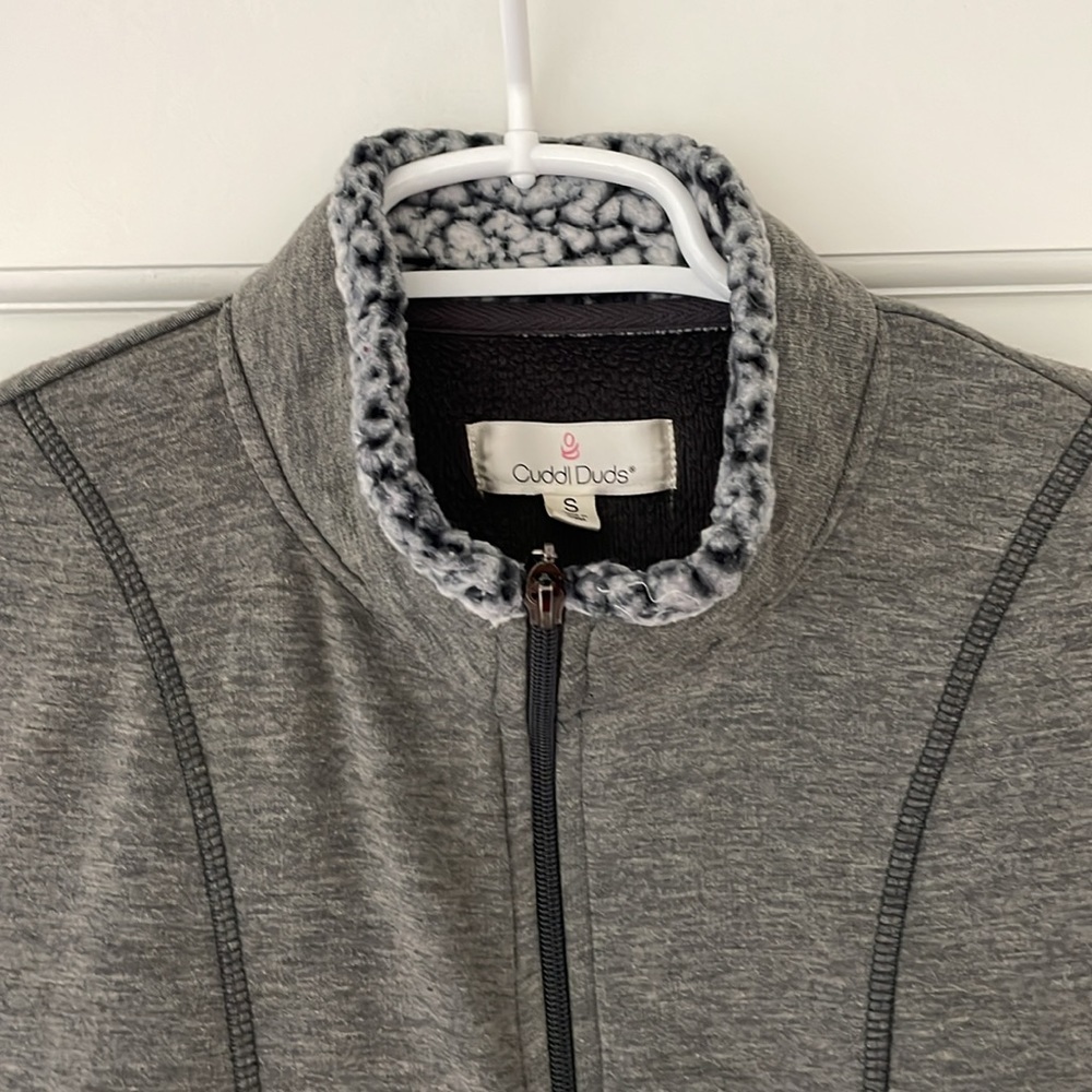 CUDDL DUDS zip up knit jacket size S grey pockets - Picture 3 of 7